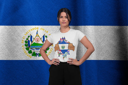 El Salvador Flag Ripped Shirt , Salvadoran Pride Reveal Design