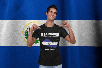 El Salvador 'Guanaco Land' Map T-Shirt with Coordinates (13.7942° N, 88.8965° W)
