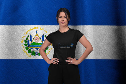 El Salvador 'El Pulgarcito de América' Typography T-Shirt with Anatomical Flag Heart