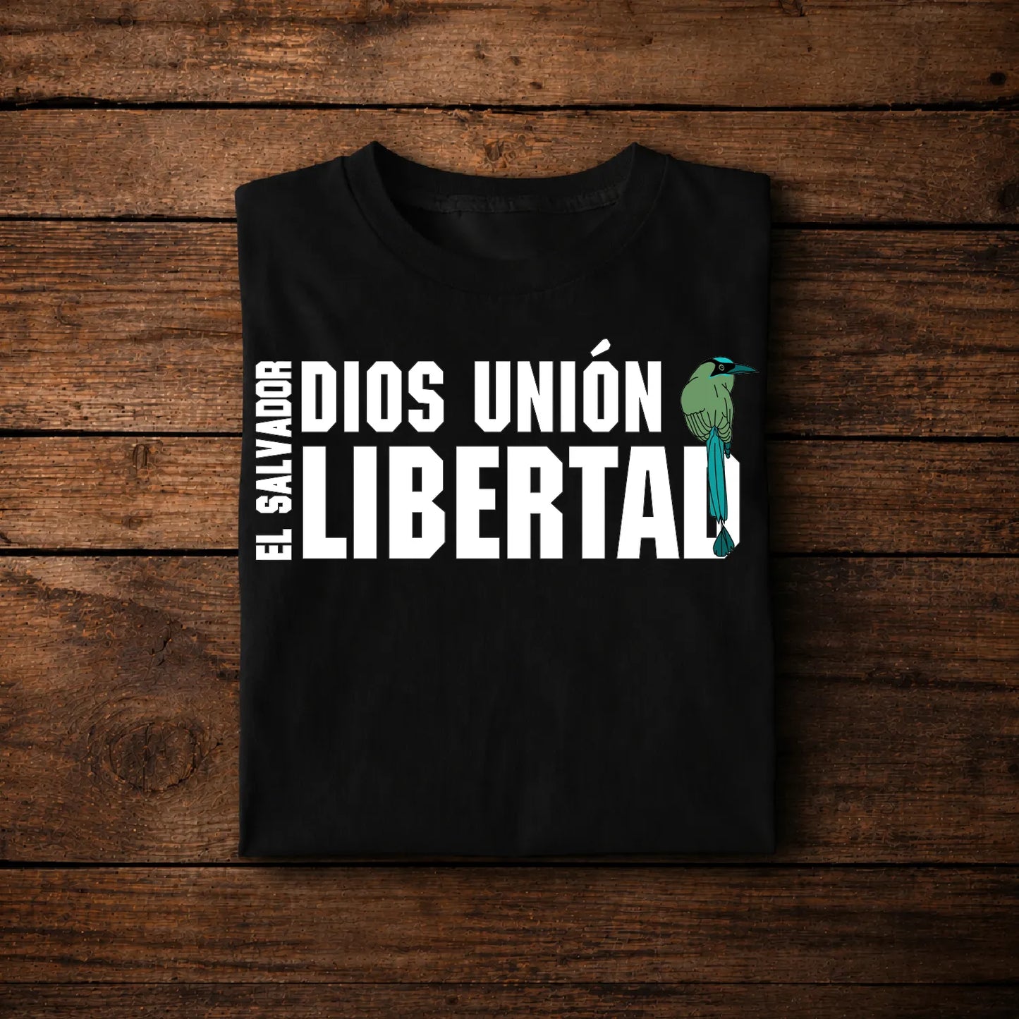 El Salvador 'Dios Unión Libertad' Typography T-Shirt with Torogoz Bird