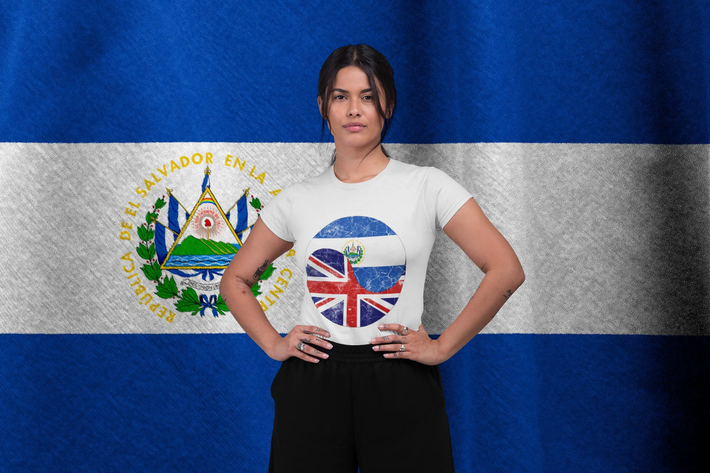 El Salvador UK Flag Yin Yang Shirt, Salvadoran British Pride