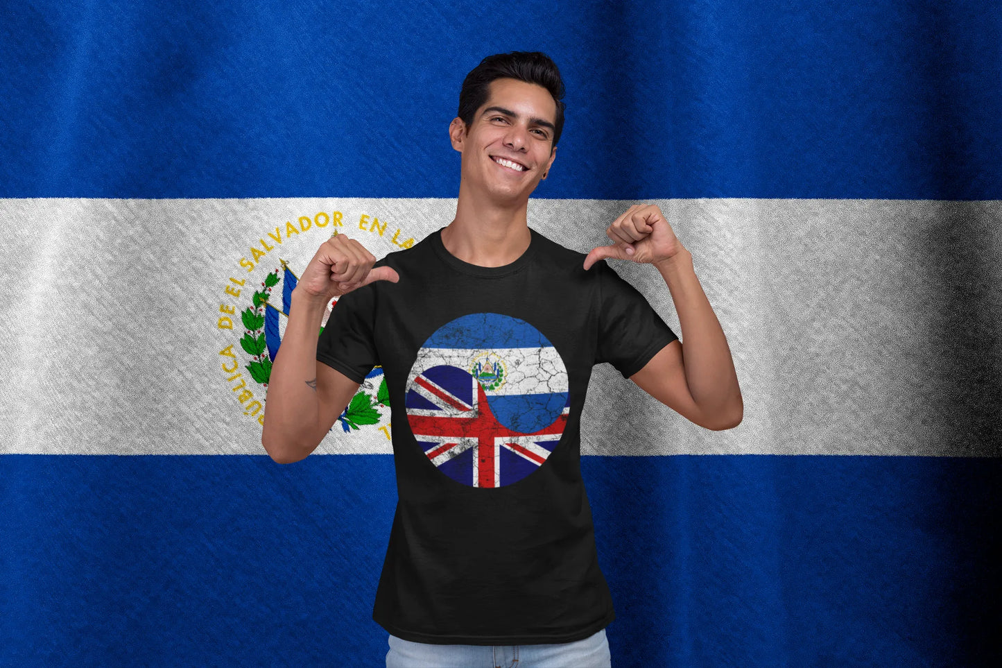 El Salvador UK Flag Yin Yang Shirt, Salvadoran British Pride
