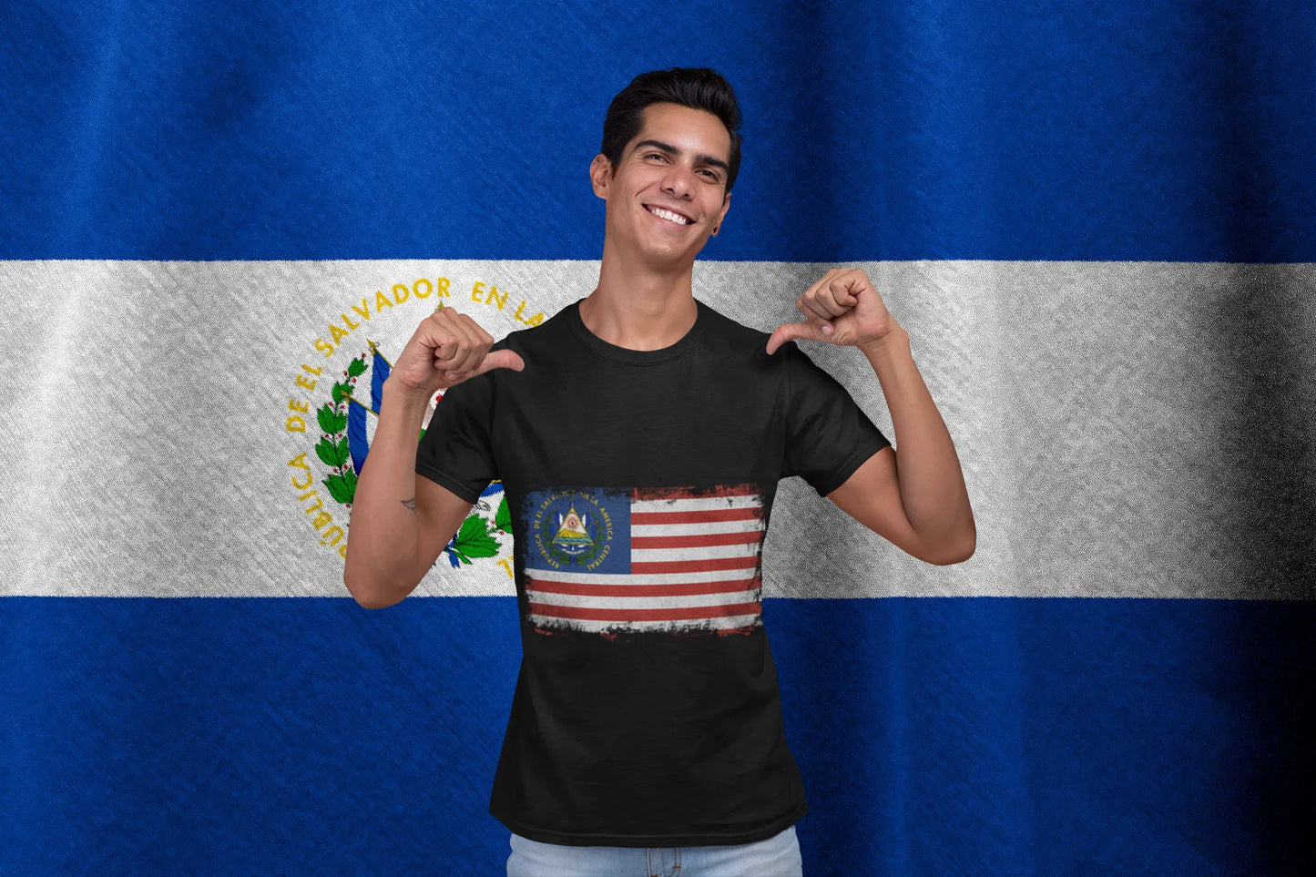 El Salvador USA Flag Shirt – Salvadoran American Distressed Flag