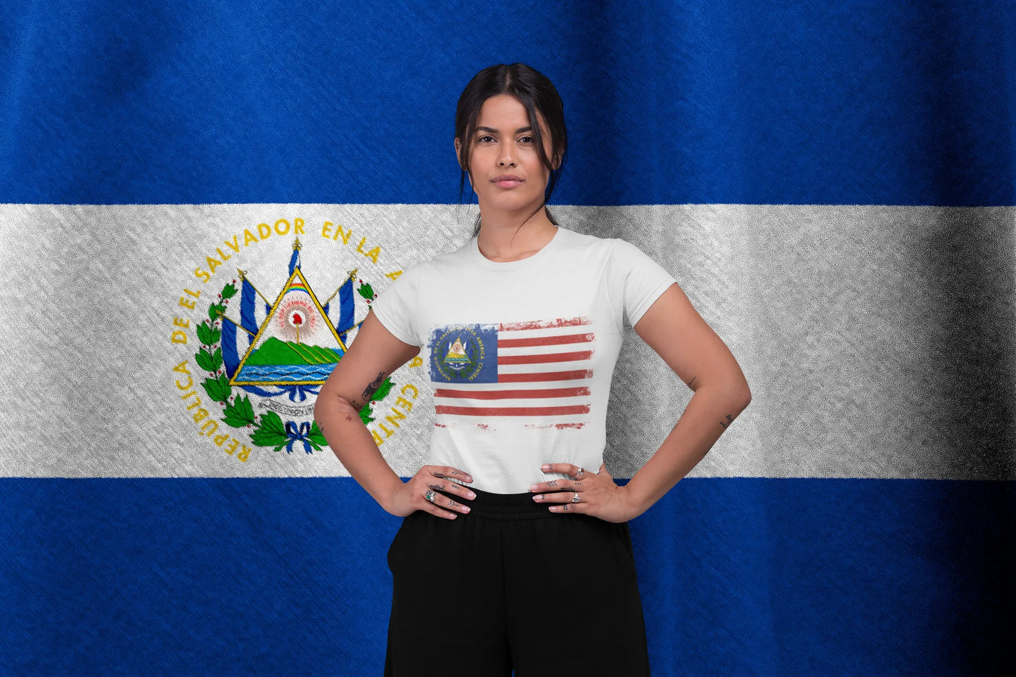 El Salvador USA Flag Shirt – Salvadoran American Distressed Flag