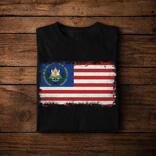 El Salvador USA Flag Shirt – Salvadoran American Distressed Flag