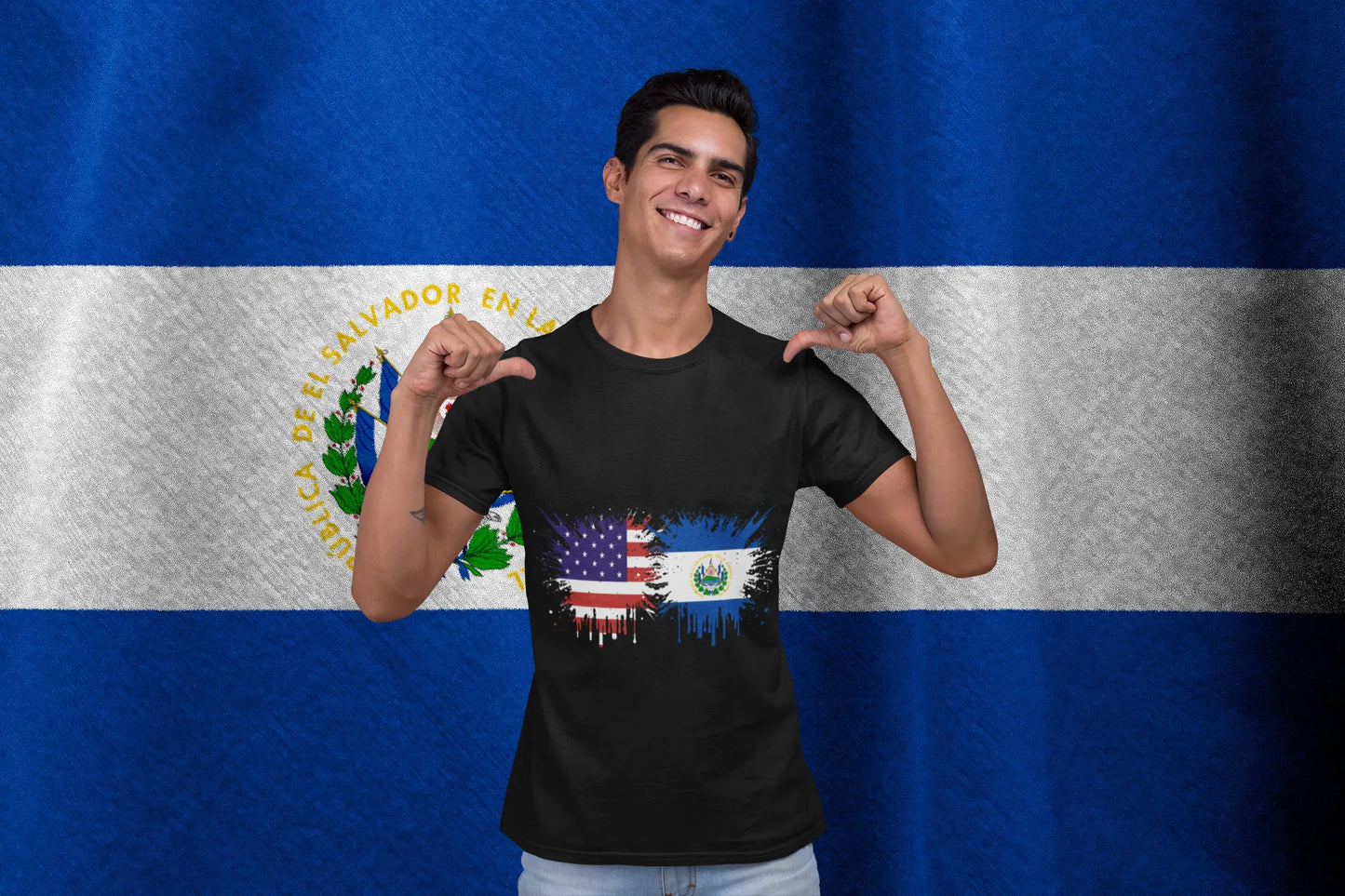 El Salvador USA Flag Splash Shirt | Salvadoran American Pride