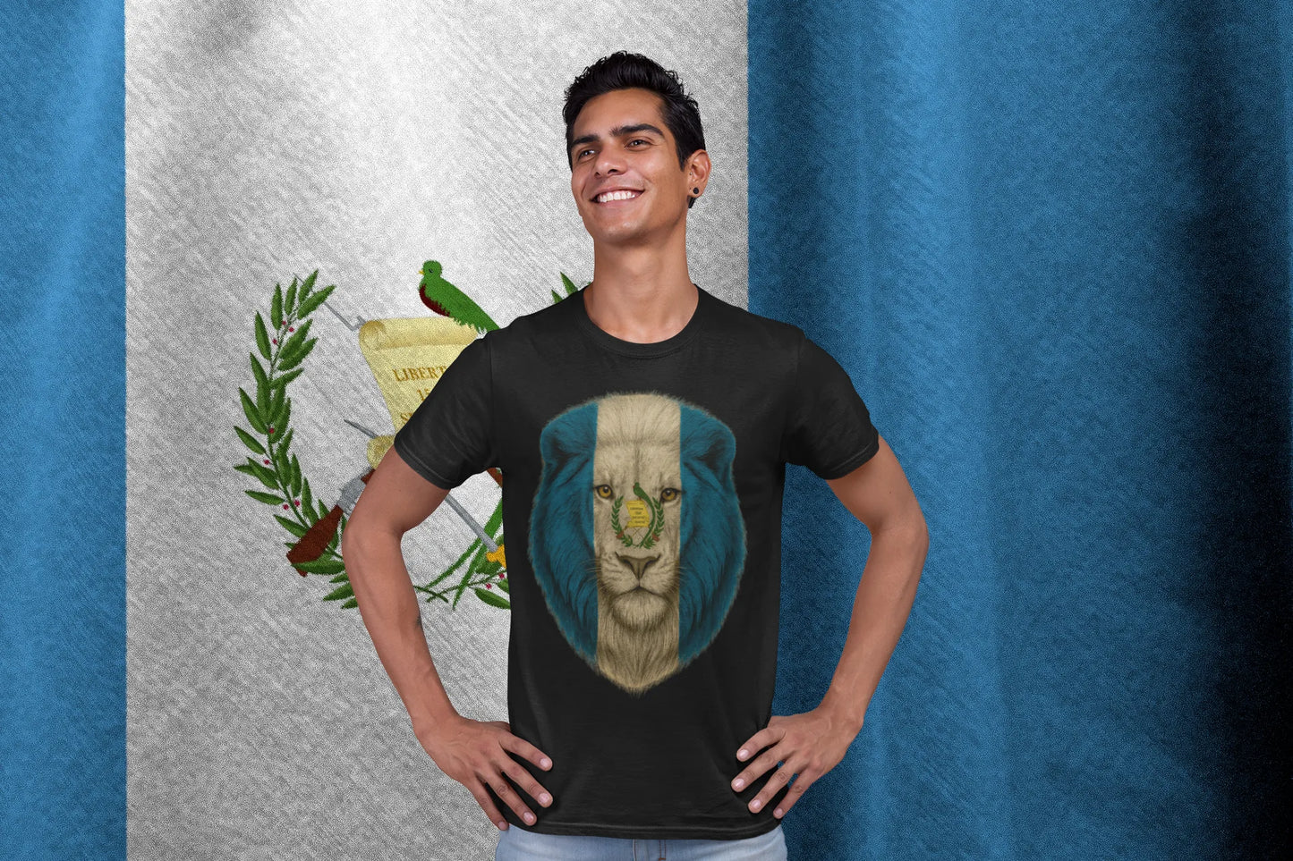 Guatemala Lion Flag Shirt | White Lion Guatemalan Pride T-Shirt
