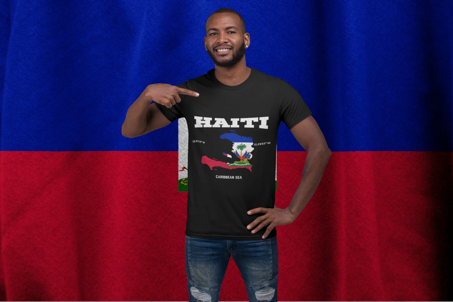 Haiti Localization Map Shirt – Haiti Coordinates Caribbean Sea T-Shirt