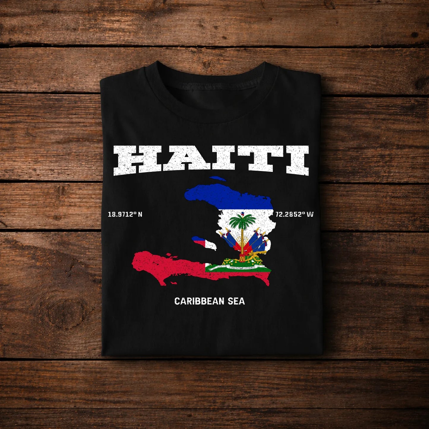 Haiti Localization Map Shirt – Haiti Coordinates Caribbean Sea T-Shirt