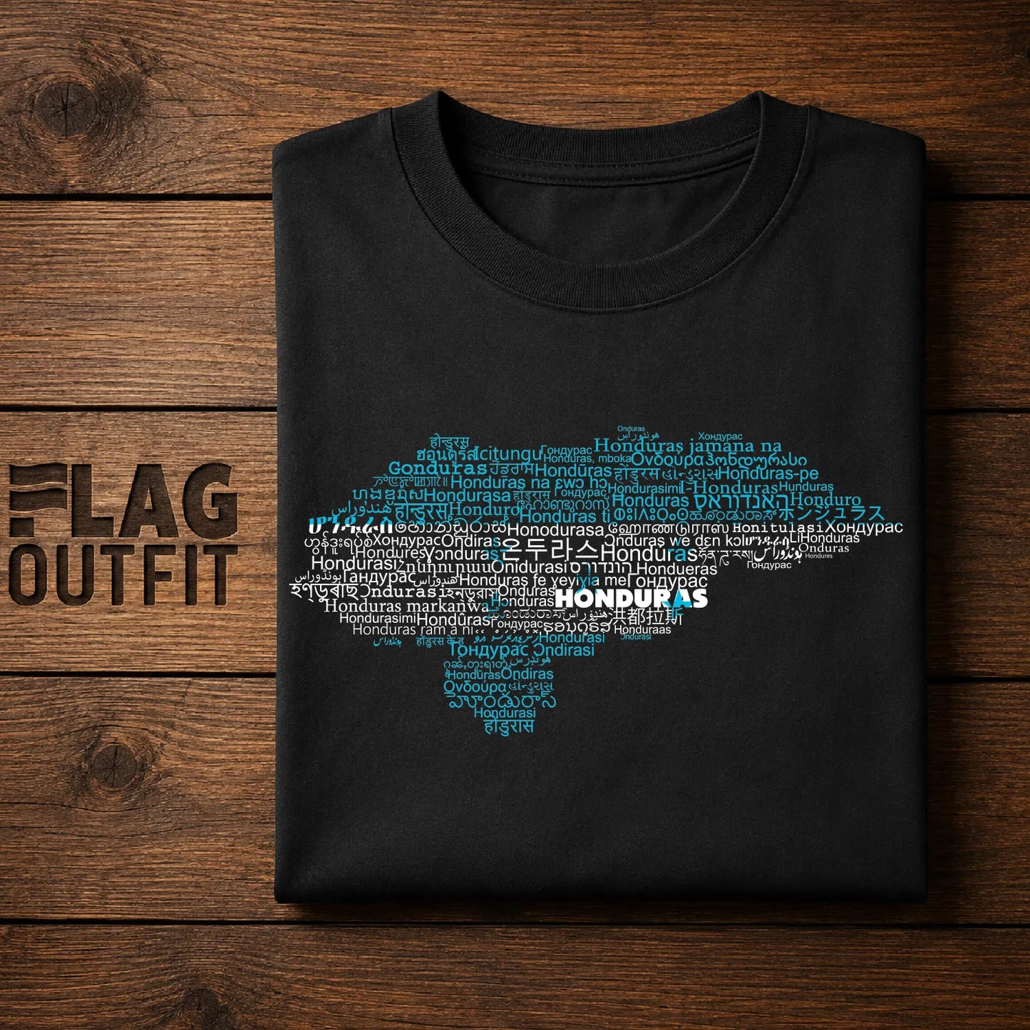 Honduras Languages Map Shirt | Multilingual Honduras Typography Blue Graphic Tee