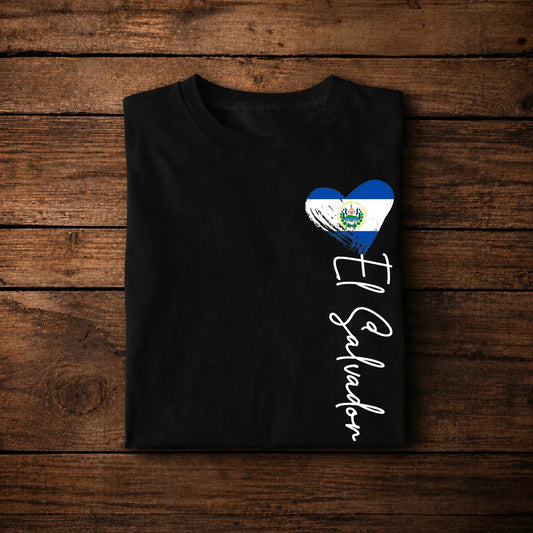 I Love El Salvador Shirt , Salvadoran Heart Flag Design