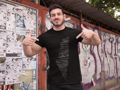 Palestine in World Languages T-Shirt | Multilingual Palestine Map | Palestinian Heritage Tee | Cultural Gift