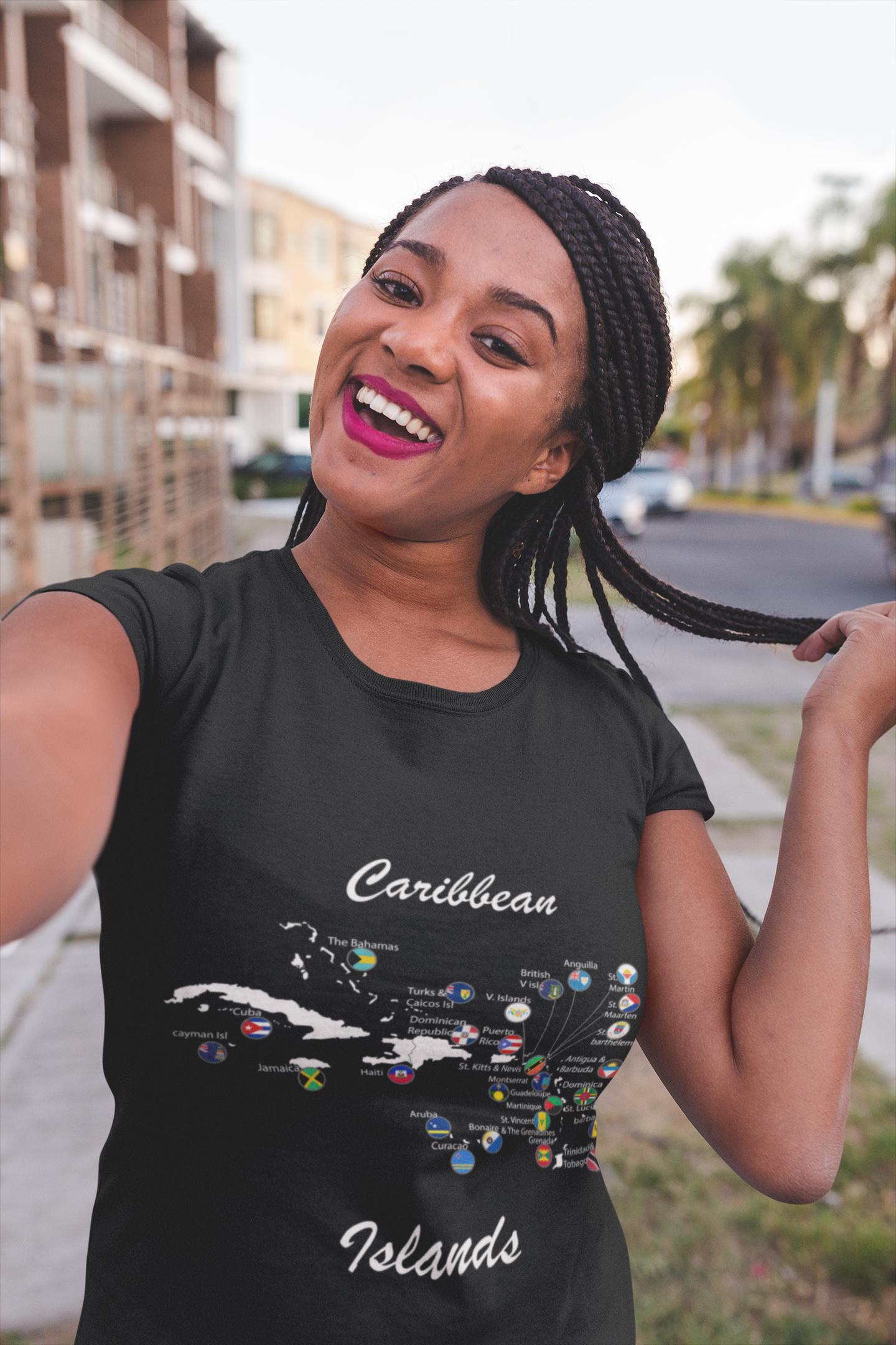 Caribbean Islands Map T-Shirt | Caribbean Flags Map | West Indies Geography Shirt | Caribbean Heritage Gift