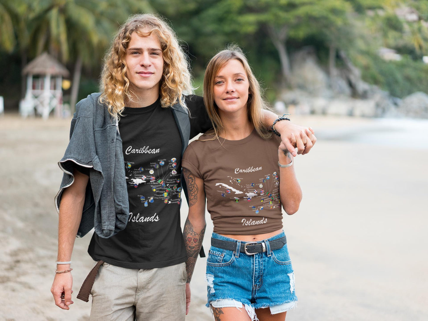Caribbean Islands Map T-Shirt | Caribbean Flags Map | West Indies Geography Shirt | Caribbean Heritage Gift