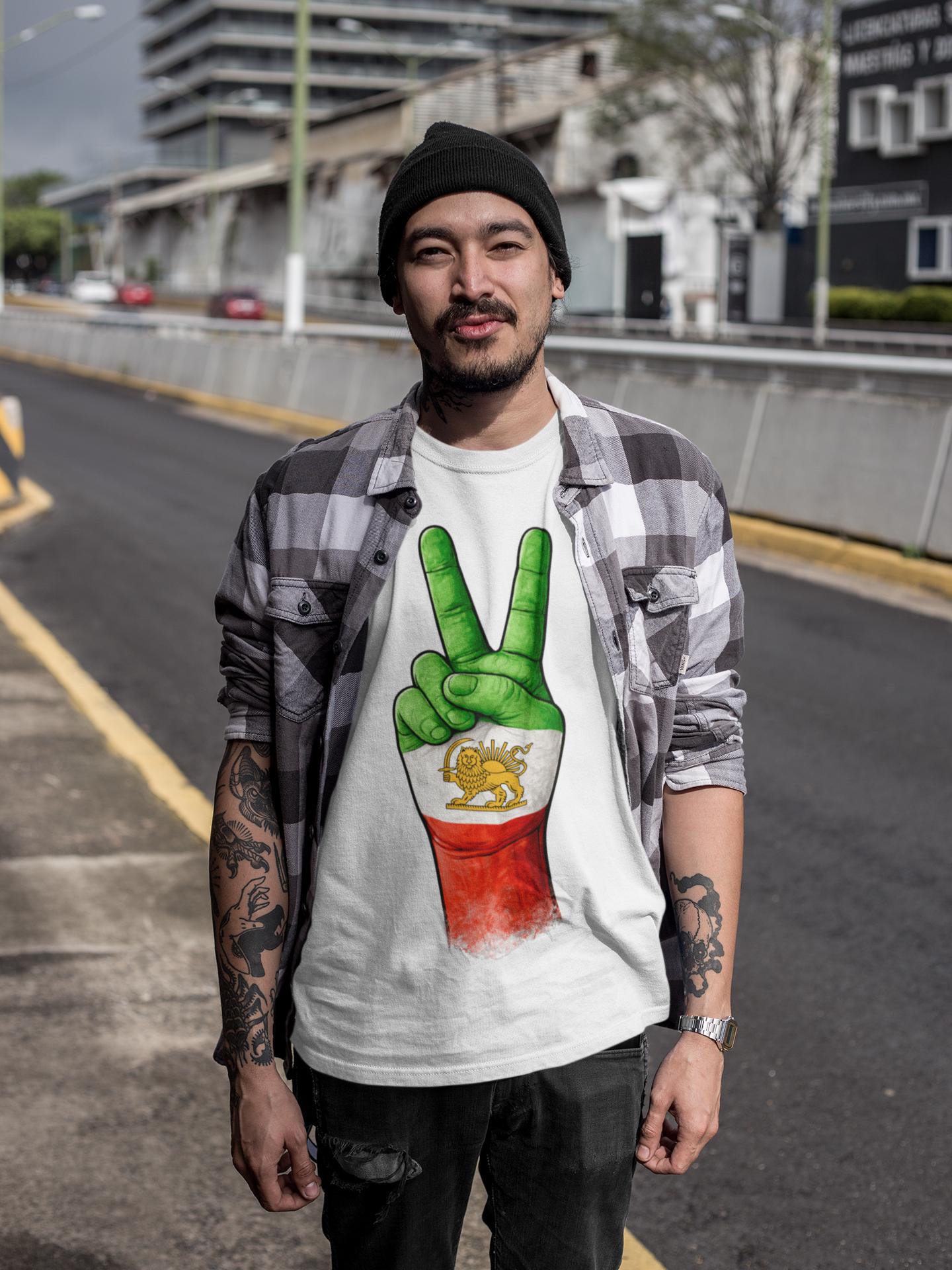 Persian Lion & Sun Victory Hand T-Shirt | Historic Iran Flag Shirt | Persian Heritage Gift | Vintage Lion and Sun Design