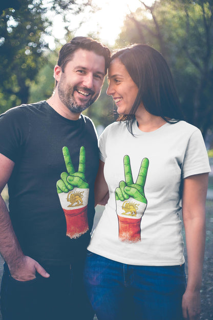 Persian Lion & Sun Victory Hand T-Shirt | Historic Iran Flag Shirt | Persian Heritage Gift | Vintage Lion and Sun Design