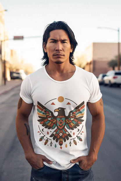 Geometric Tribal Eagle T-Shirt - Southwestern Boho Spirit Animal Art
