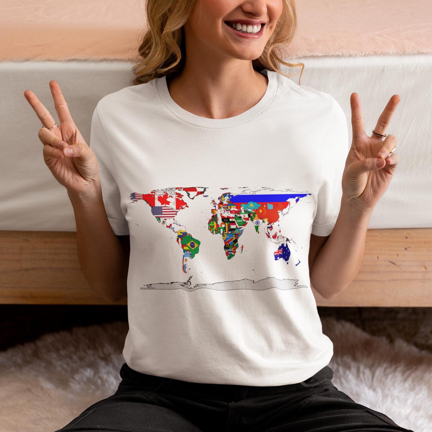 World Map with Flags T-Shirt - All Countries Flag Geography Art