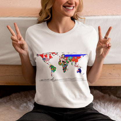 World Map with Flags T-Shirt - All Countries Flag Geography Art