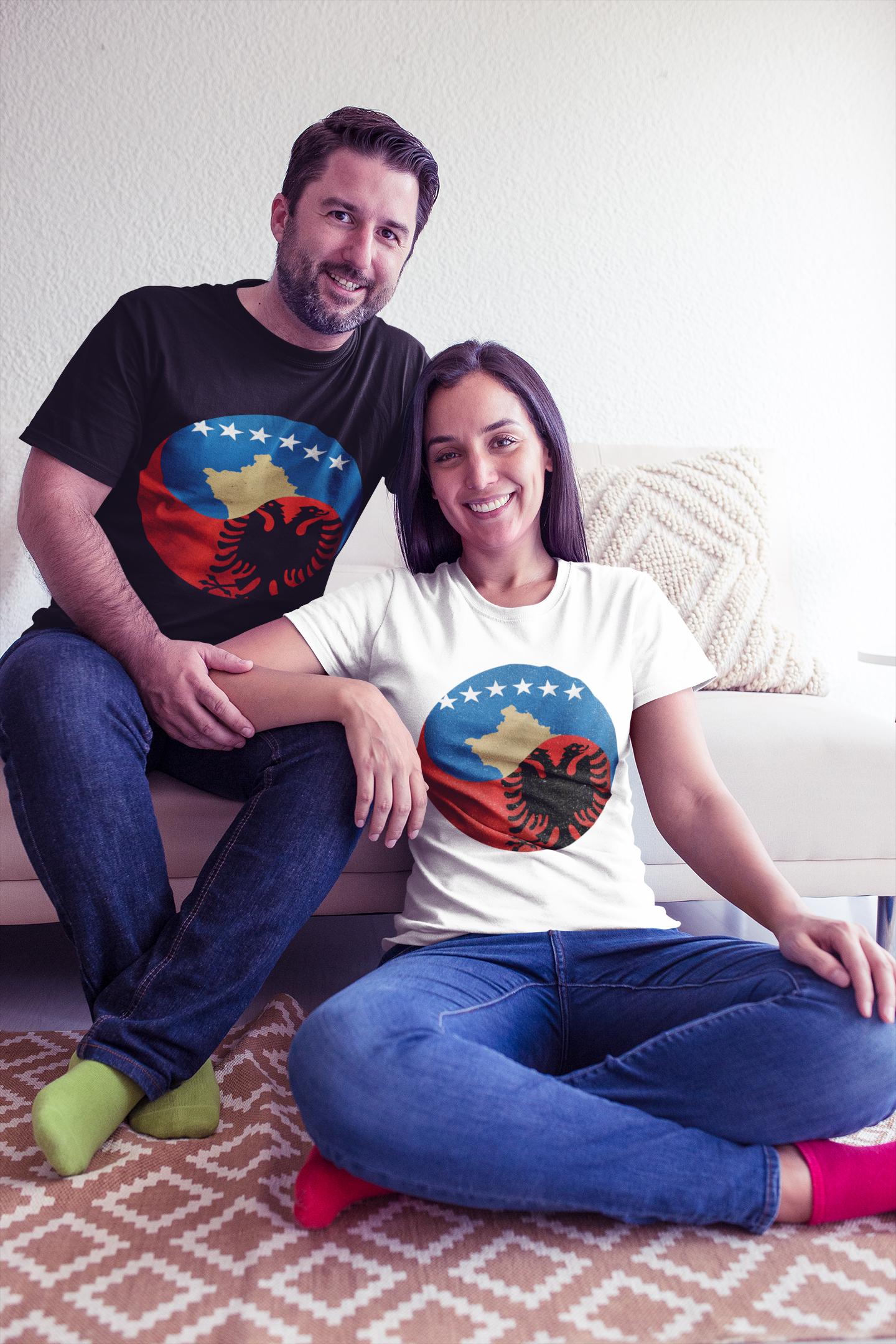 Kosovo and Albania Dual Heritage Apparel - Map & Eagle Flag Mashup Art