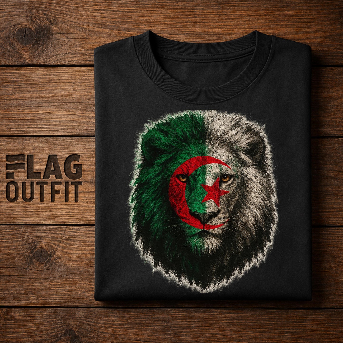 Algeria Flag Lion Head Shirt, Algerian Pride Patriotic Lion Face Design