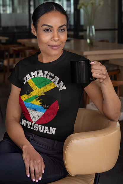 Jamaican Antigua Friendship Shirt, Jamaica Antigua Flag Face, Jamaican Antiguan Pride Gift, Caribbean Unity Design