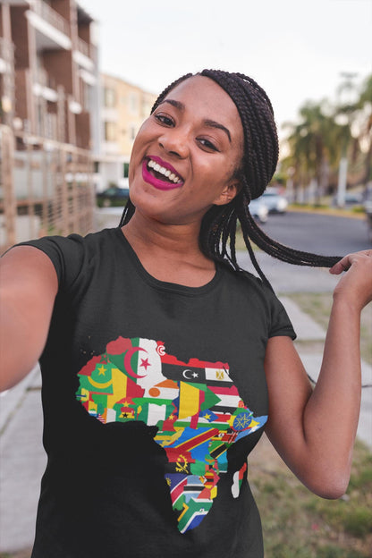 Africa Flags Map T-Shirt | African Countries Flag Shirt | Pan African Pride Tee | Africa Travel Culture Gift