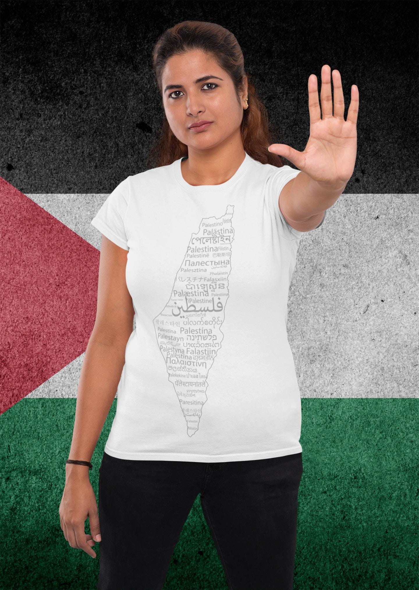 Palestine in World Languages T-Shirt | Multilingual Palestine Map | Palestinian Heritage Tee | Cultural Gift