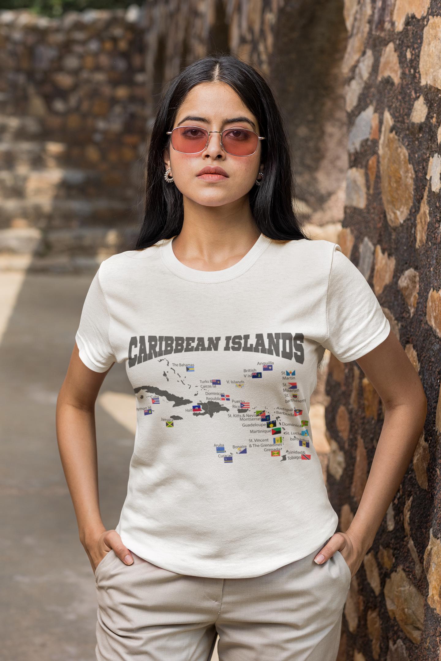 Caribbean Islands Map T-Shirt | Caribbean Flags Geography Shirt | Island Nations Map | Caribbean Heritage Gift