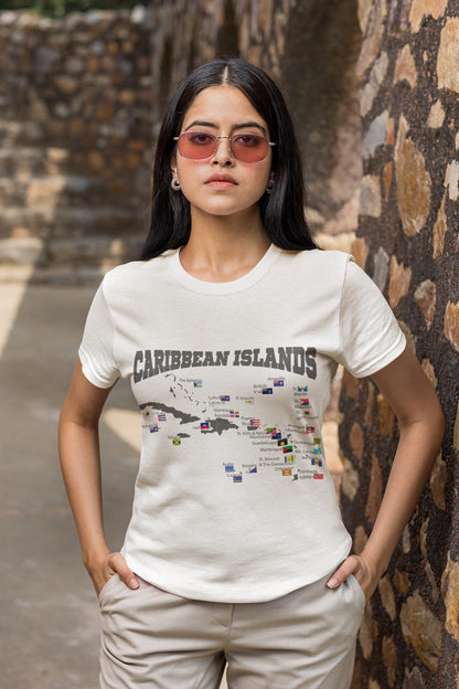Caribbean Islands Map T-Shirt | Caribbean Flags Geography Shirt | Island Nations Map | Caribbean Heritage Gift