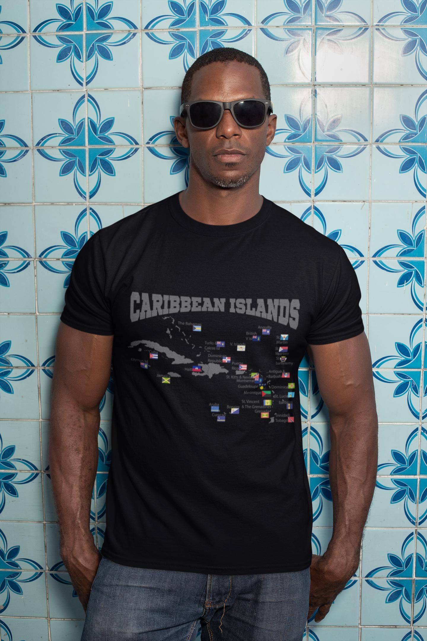 Caribbean Islands Map T-Shirt | Caribbean Flags Geography Shirt | Island Nations Map | Caribbean Heritage Gift