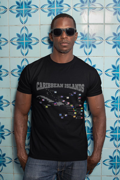 Caribbean Islands Map T-Shirt | Caribbean Flags Geography Shirt | Island Nations Map | Caribbean Heritage Gift