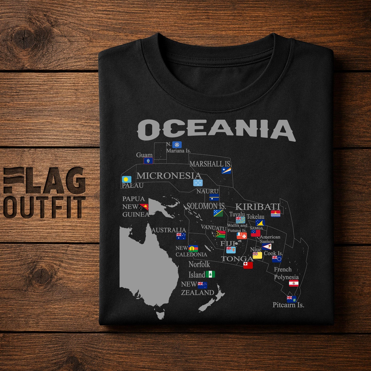 Oceania Countries Map Shirt, Oceania Flag Map, Pacific Islands Map, Australia New Zealand Micronesia Polynesia Melanesia Gift