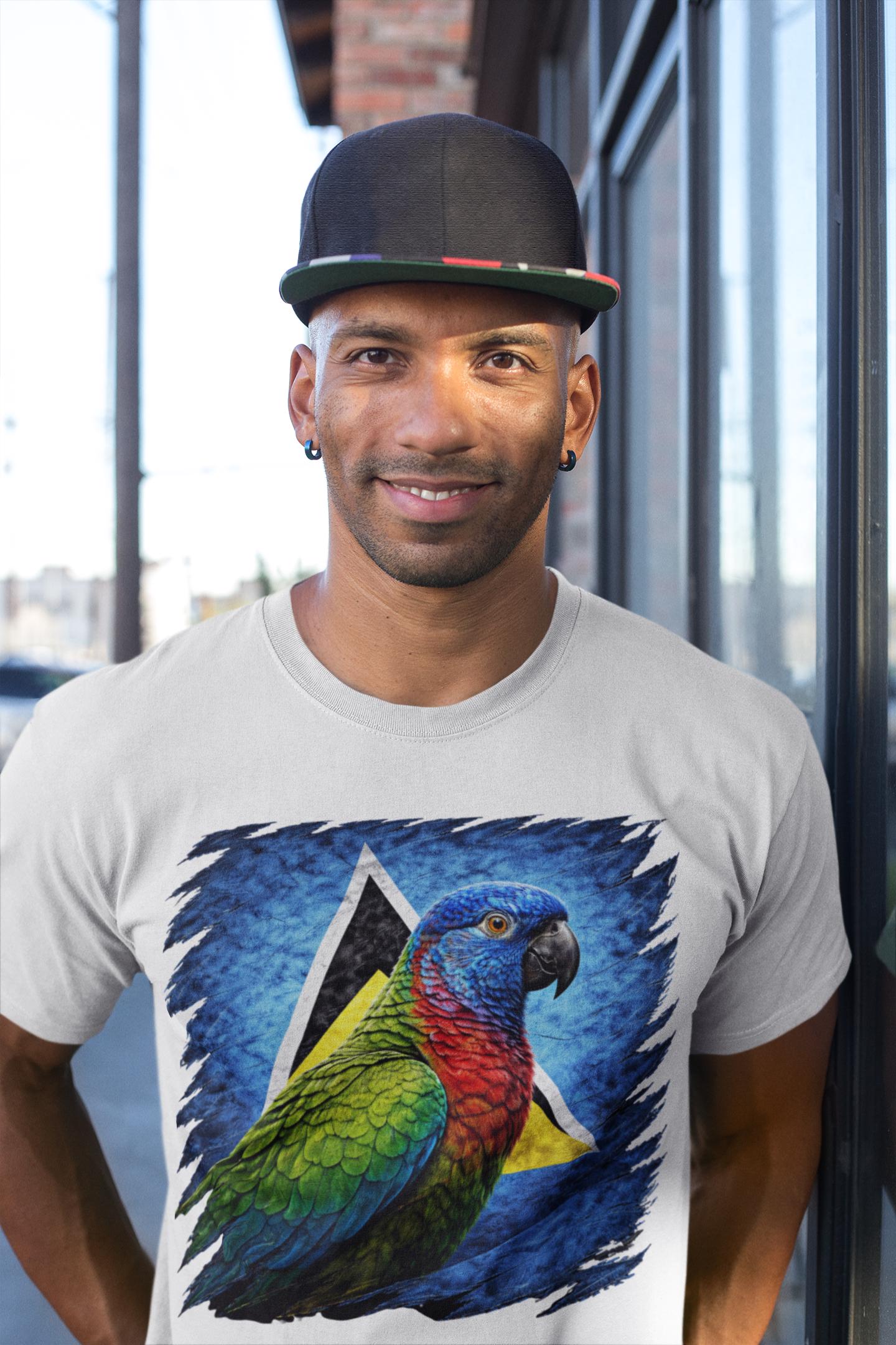 Saint Lucia Parrot Shirt, Saint Lucia Flag Bird, Saint Lucia National Parrot, Caribbean Wildlife Gift, Vintage Saint Lucia Design