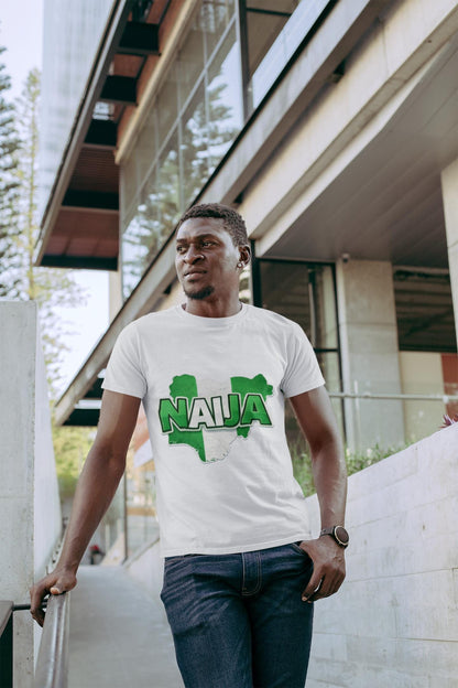 Naija Nigeria Flag Map Shirt, Nigerian Pride Graphic Tee, Green White Country Map Design, Patriotic Nigeria Gift