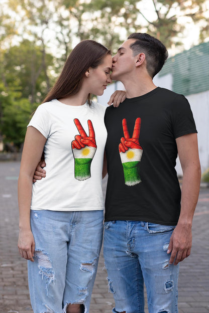 Kurdistan Flag Peace Hand Sign Shirt | Kurdish Victory V Sign Patriotic Heritage Design