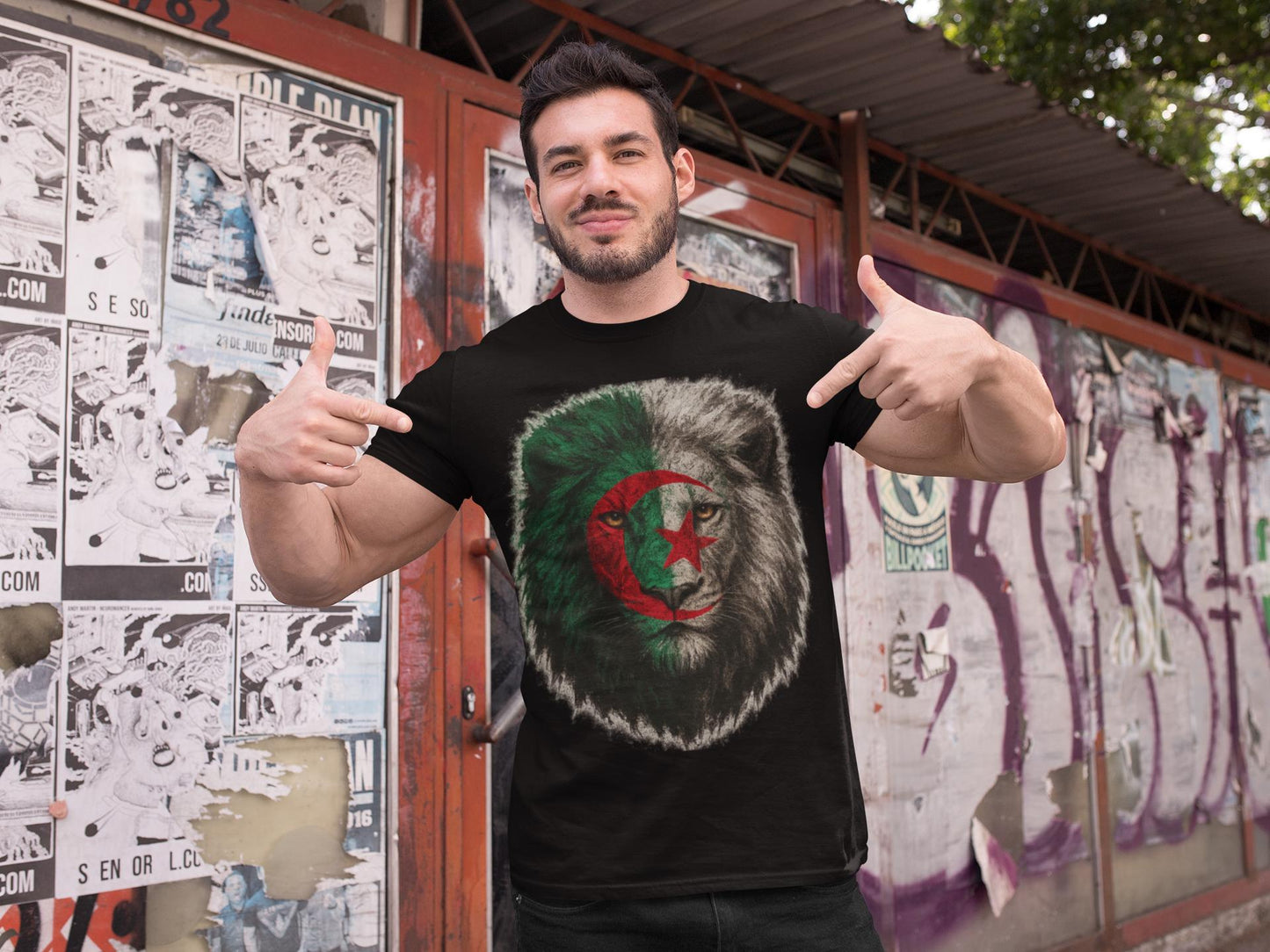 Algeria Flag Lion Head Shirt, Algerian Pride Patriotic Lion Face Design