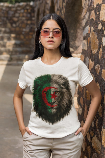 Algeria Flag Lion Head Shirt, Algerian Pride Patriotic Lion Face Design