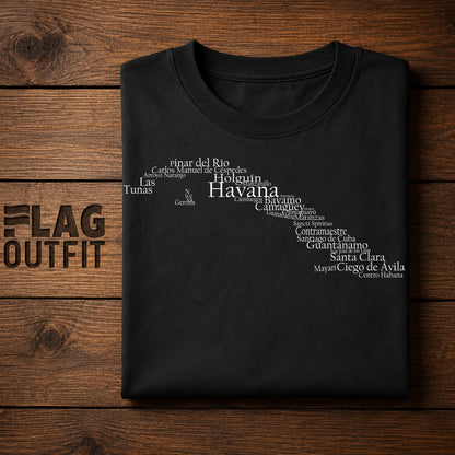 Cuba Cities Map Shirt, Havana Typography Map T-Shirt, Cuba City Names Design, Cuban Heritage Gift, Travel Lover Tee
