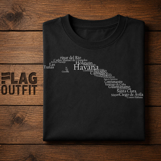 Cuba Cities Map Shirt, Havana Typography Map T-Shirt, Cuba City Names Design, Cuban Heritage Gift, Travel Lover Tee