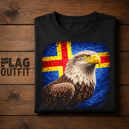 Åland Islands Flag Eagle Shirt | Åland Patriotic White-Tailed Eagle Nordic Heritage Design
