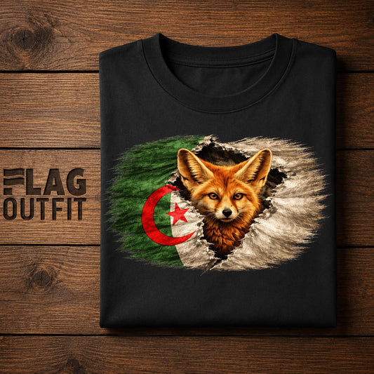 Algeria Fennec Fox Flag Shirt | Algerian Desert Fox Patriotic Wildlife Heritage Design