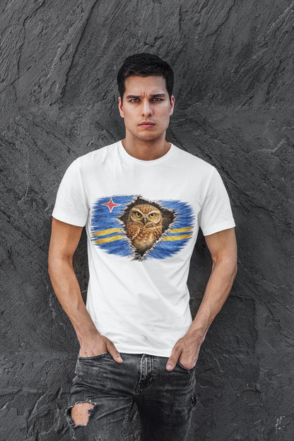 Aruba Vintage Flag Burrowing Owl Shirt | Aruban Patriotic Heritage Graphic Tee