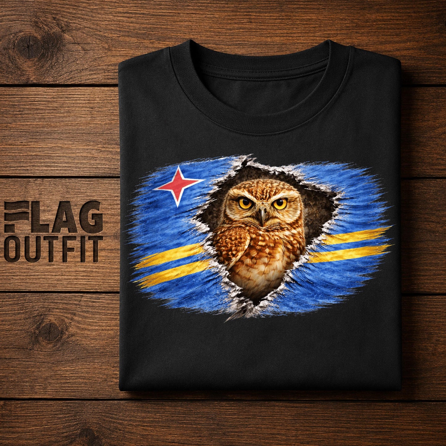 Aruba Vintage Flag Burrowing Owl Shirt | Aruban Patriotic Heritage Graphic Tee