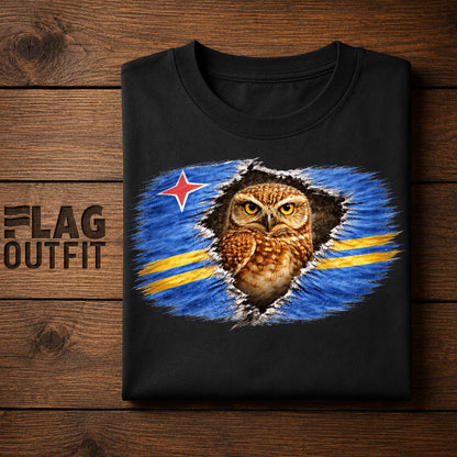 Aruba Vintage Flag Burrowing Owl Shirt | Aruban Patriotic Heritage Graphic Tee