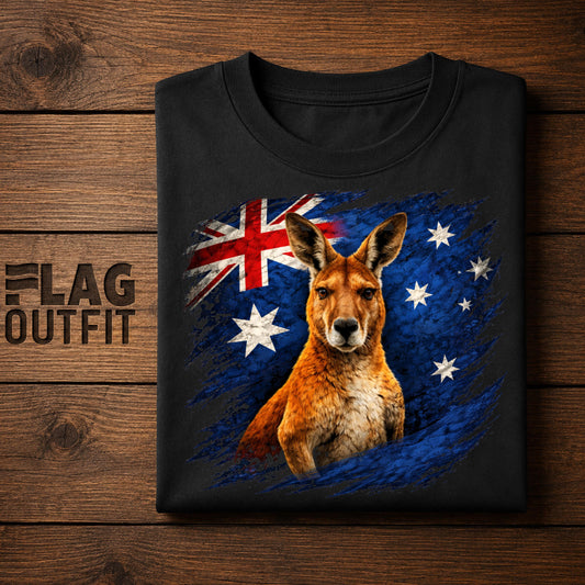 Australia Vintage Flag Kangaroo Shirt | Australian Patriotic Heritage Graphic Tee