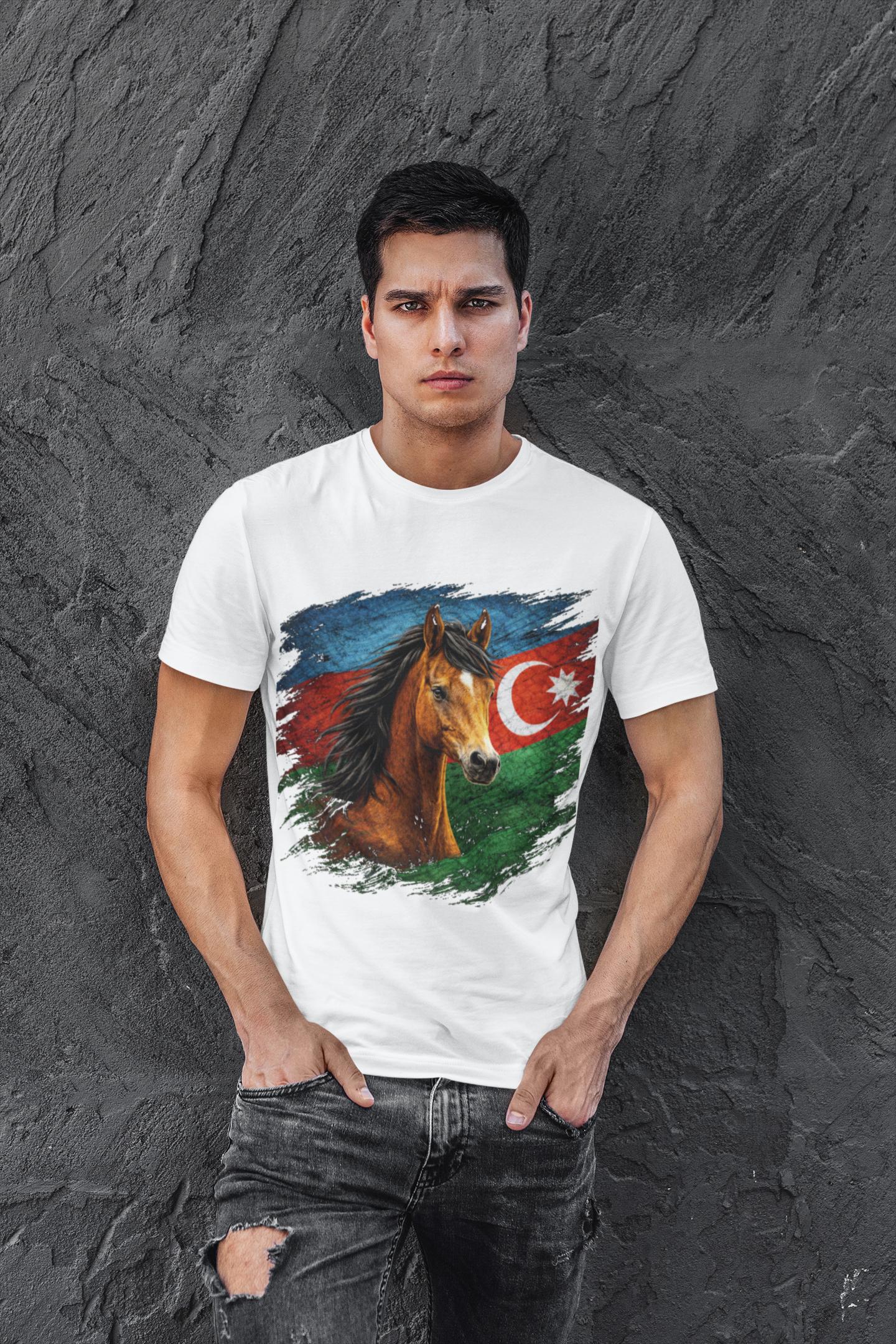 Azerbaijan Vintage Flag Karabakh Horse Shirt | Azerbaijani Patriotic Heritage Graphic Tee