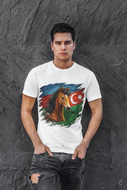 Azerbaijan Vintage Flag Karabakh Horse Shirt | Azerbaijani Patriotic Heritage Graphic Tee