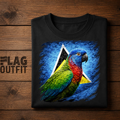 Saint Lucia Parrot Shirt, Saint Lucia Flag Bird, Saint Lucia National Parrot, Caribbean Wildlife Gift, Vintage Saint Lucia Design
