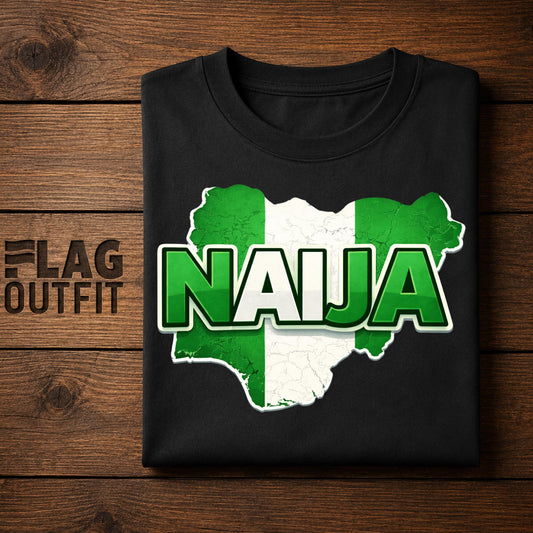 Naija Nigeria Flag Map Shirt, Nigerian Pride Graphic Tee, Green White Country Map Design, Patriotic Nigeria Gift